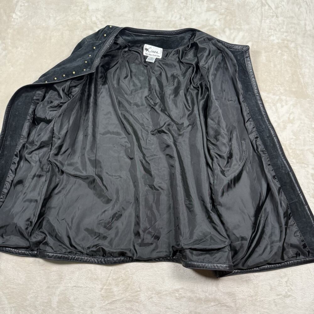 VTG Linea By Louis Dell'Olio Black Suede Leather Studded Western Jacket Size 1X - Picture 6 of 8